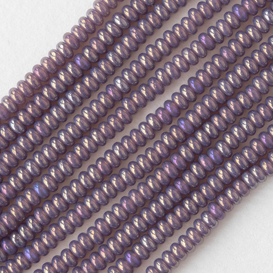 3mm Rondelle Beads - Opaline Lavender Luster Iris - 100 Beads