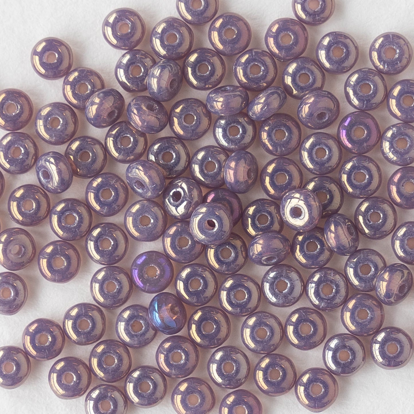 3mm Rondelle Beads - Opaline Lavender Luster Iris - 100 Beads