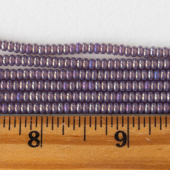 3mm Rondelle Beads - Opaline Lavender Luster Iris - 100 Beads