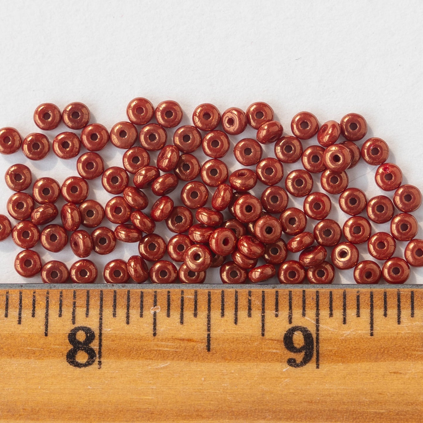 3mm Rondelle Beads - Red with Gold Luster - 100 Beads