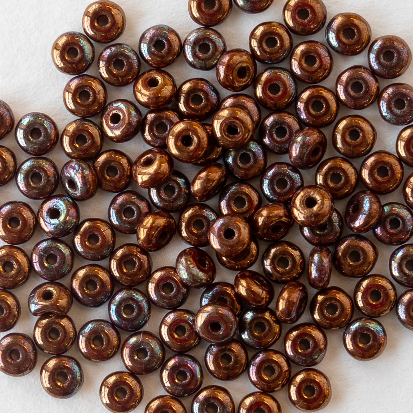 3mm Rondelle Beads - Red Iris Luster - 100 Beads