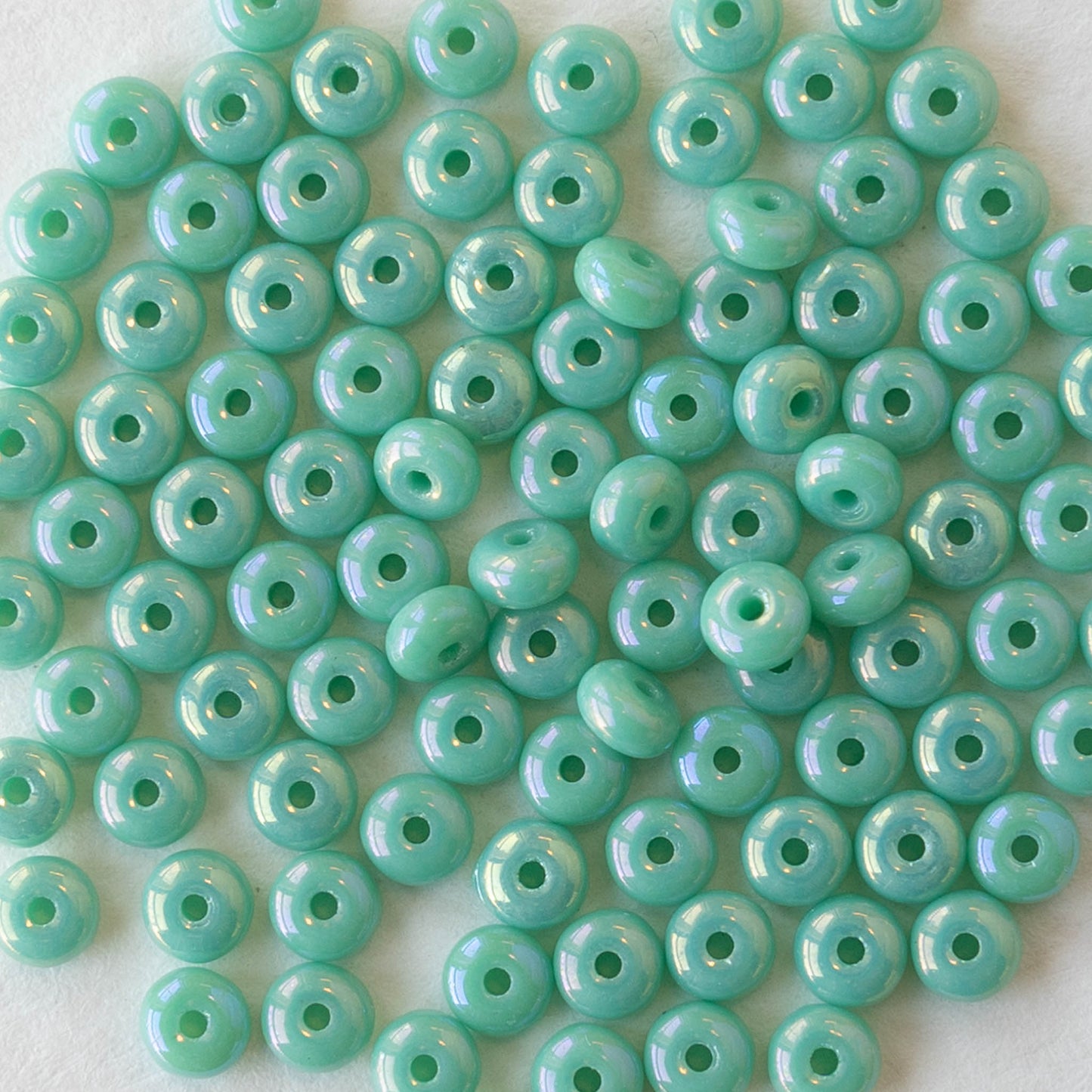 3mm Rondelle Beads - Turquoise  Luster - 100 Beads