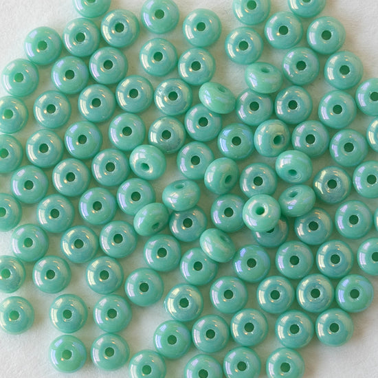 3mm Rondelle Beads - Turquoise  Luster - 100 Beads