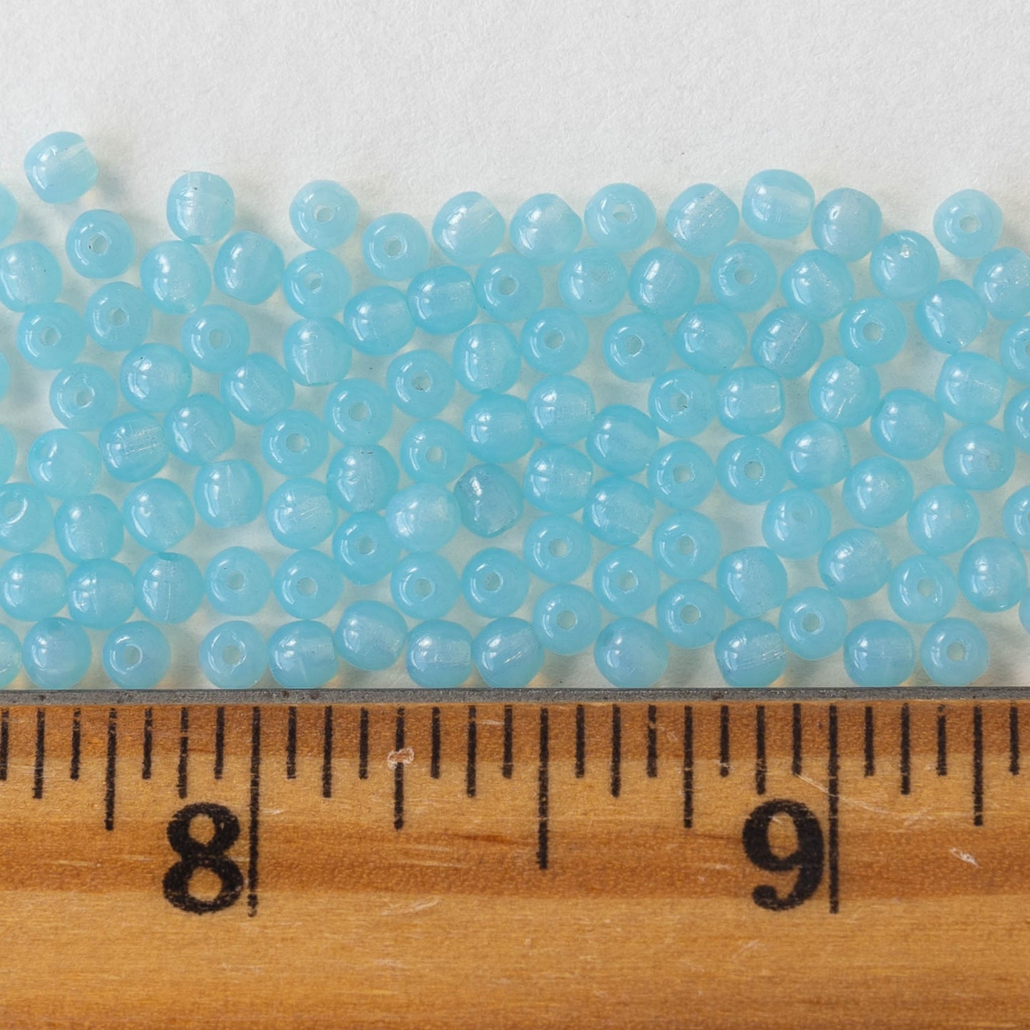 3mm Round Glass Beads - Opaline Aqua - 120