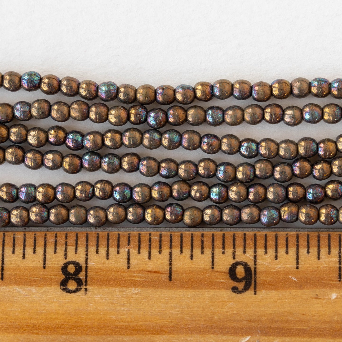 3mm Round Glass Beads - Opaque Oxidized Bronze Clay - 100 Beads