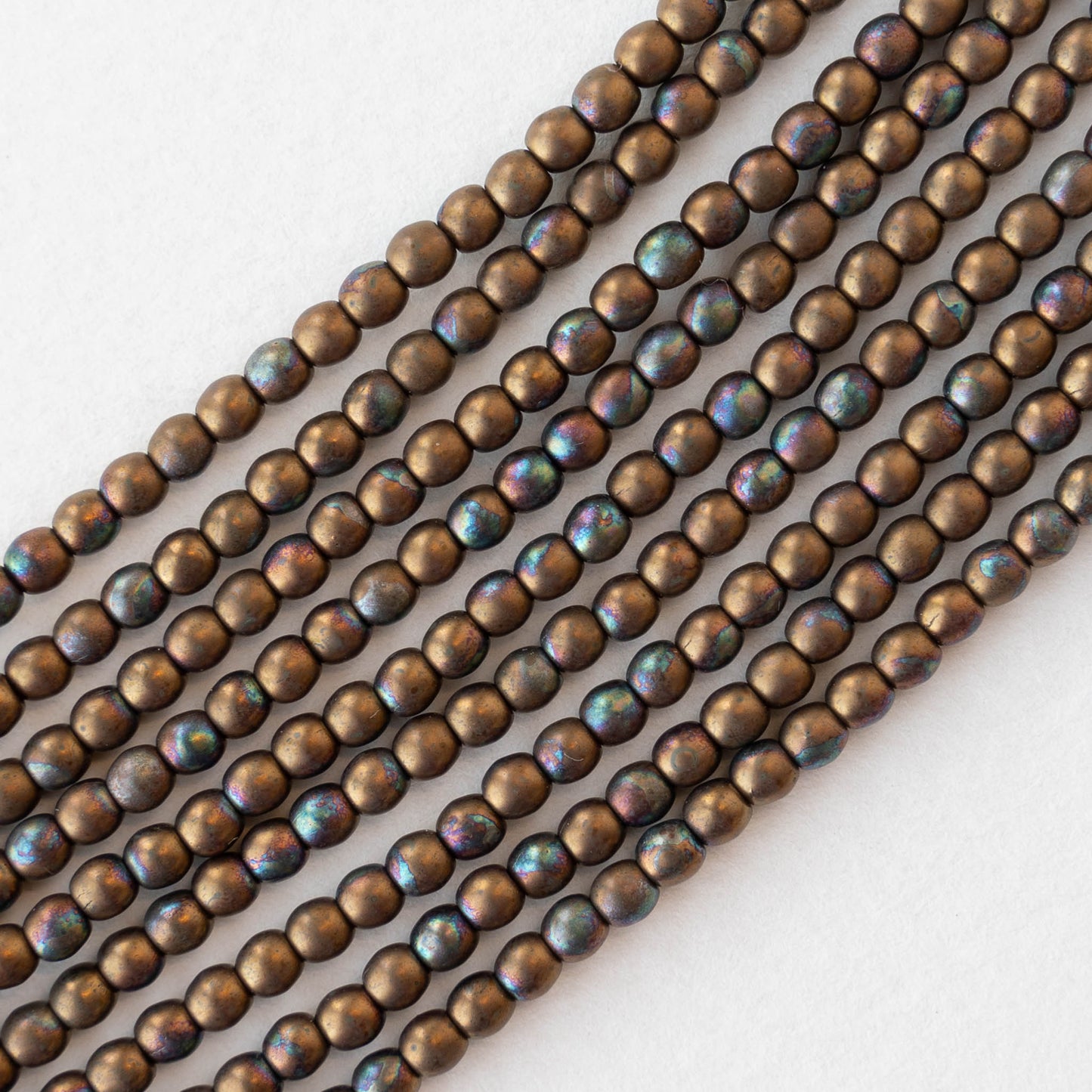 3mm Round Glass Beads - Opaque Oxidized Bronze Clay Matte - 100 Beads