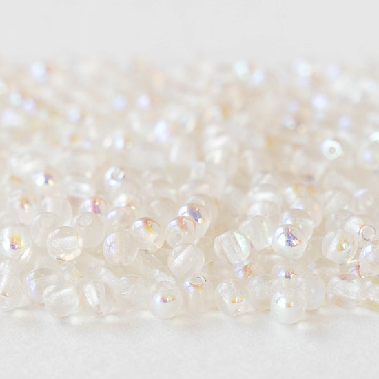 3mm Round Glass Beads - Crystal AB - 100 beads