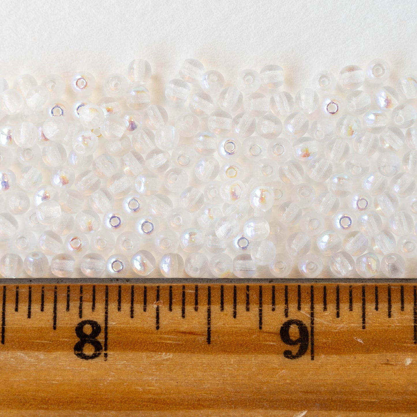 3mm Round Glass Beads - Crystal AB - 100 beads