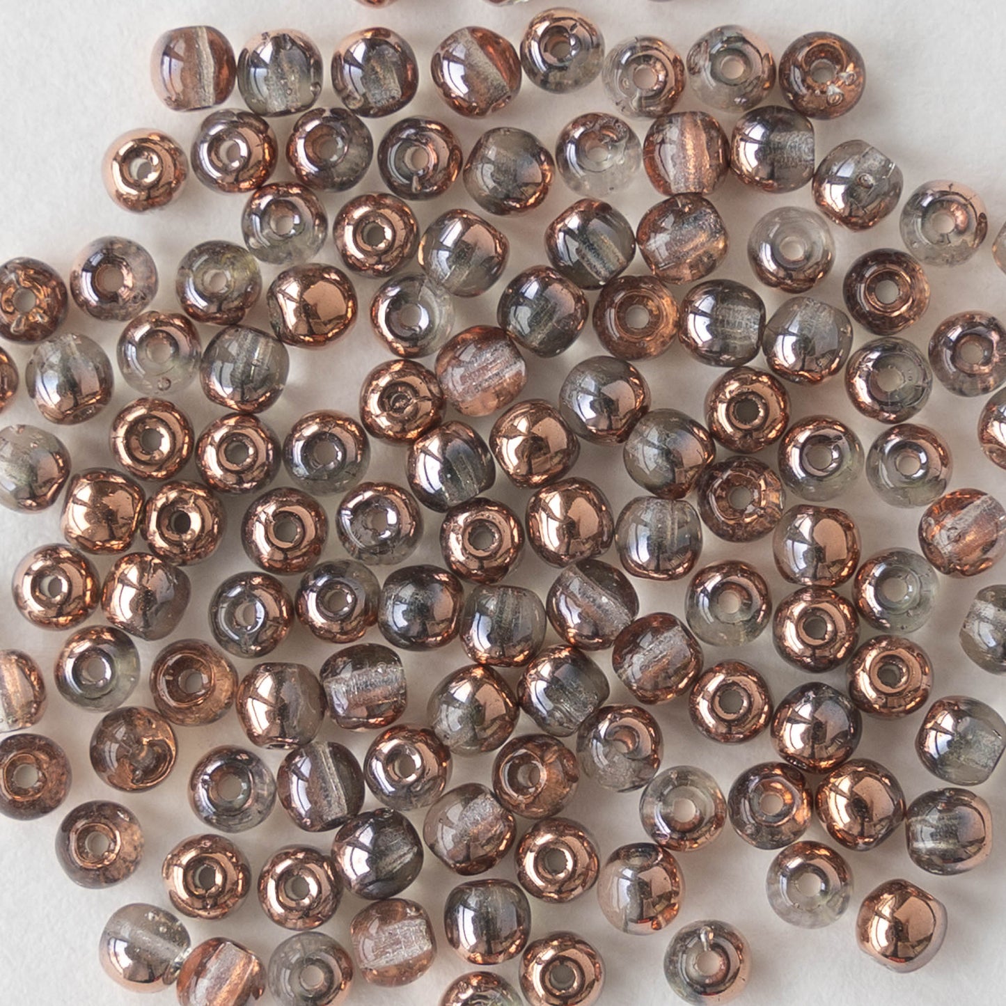 Load image into Gallery viewer, 3mm Round Glass Beads - Crystal with Copper - 120

