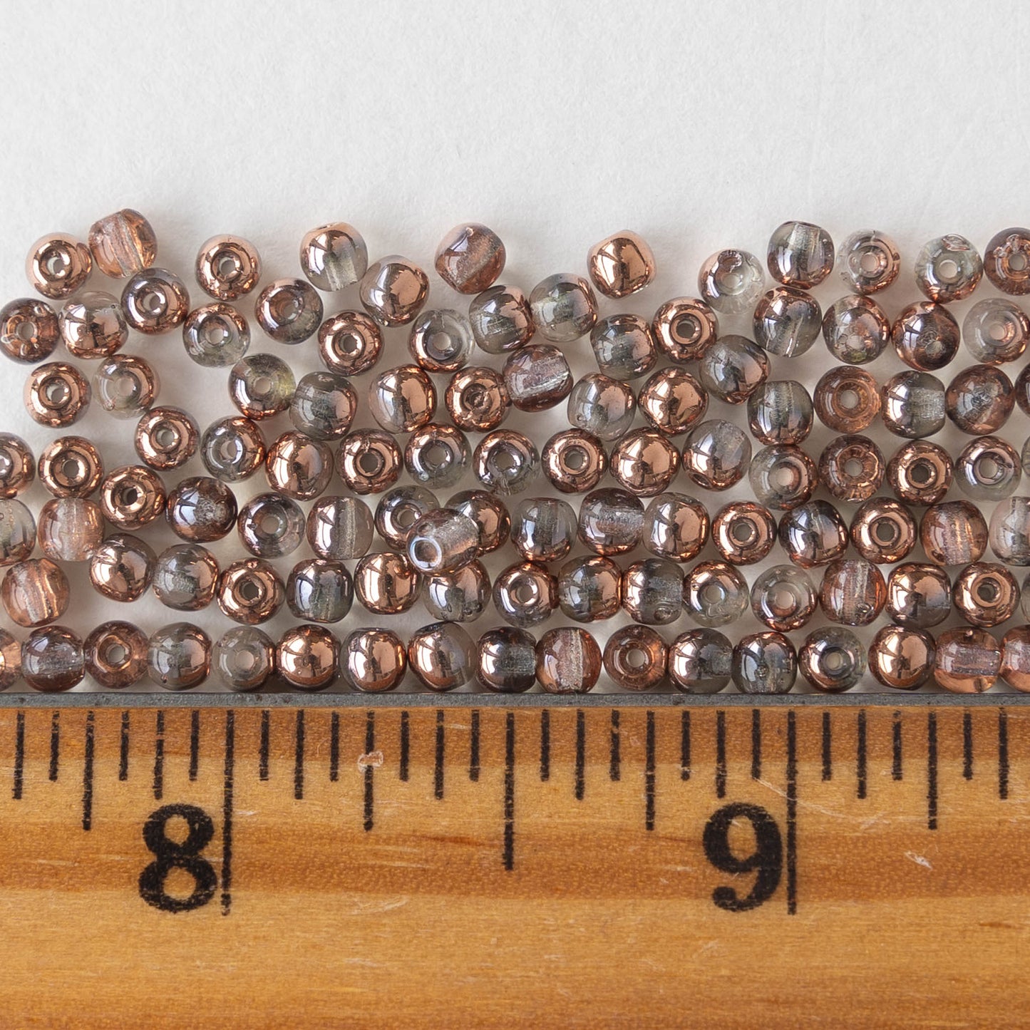 Load image into Gallery viewer, 3mm Round Glass Beads - Crystal with Copper - 120
