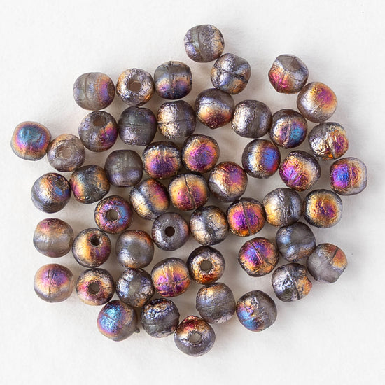3mm Round Glass Beads - Etched Crystal Iris  - 50 Beads