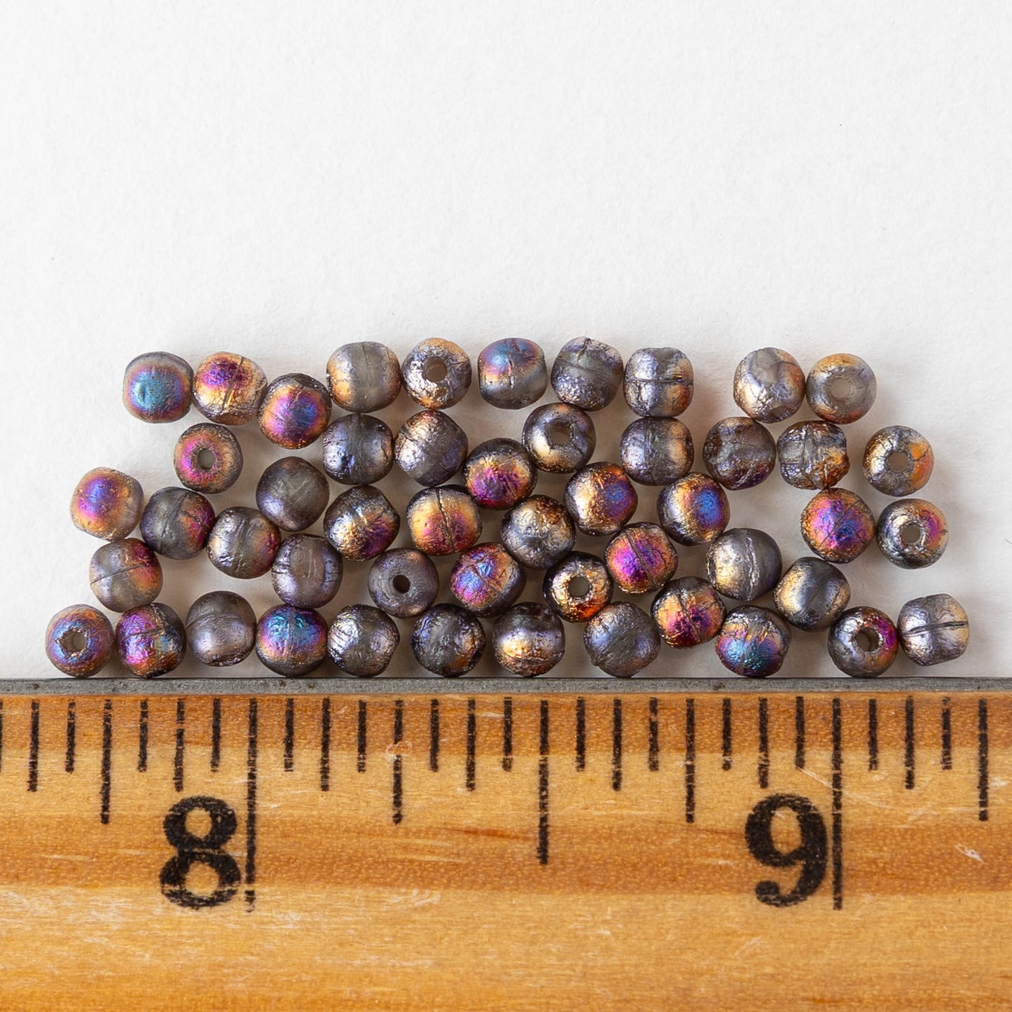 3mm Round Glass Beads - Etched Crystal Iris  - 50 Beads
