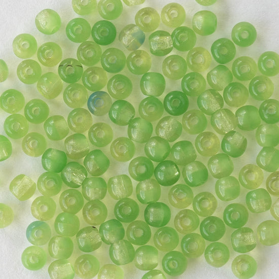 3mm Round Glass Beads - Opaline Peridot Green - 120