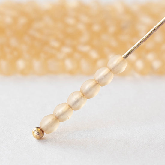 3mm Round Glass Beads - Light Peach Matte - 120 Beads