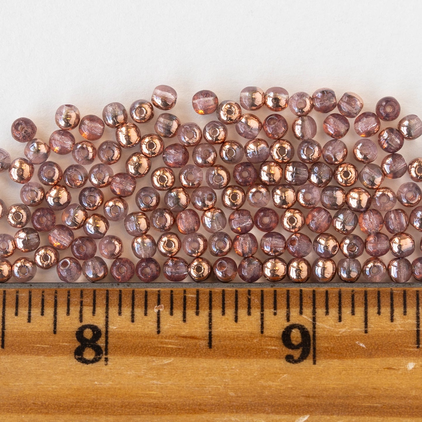 3mm Round Glass Beads - Amethyst Copper - 120 Beads