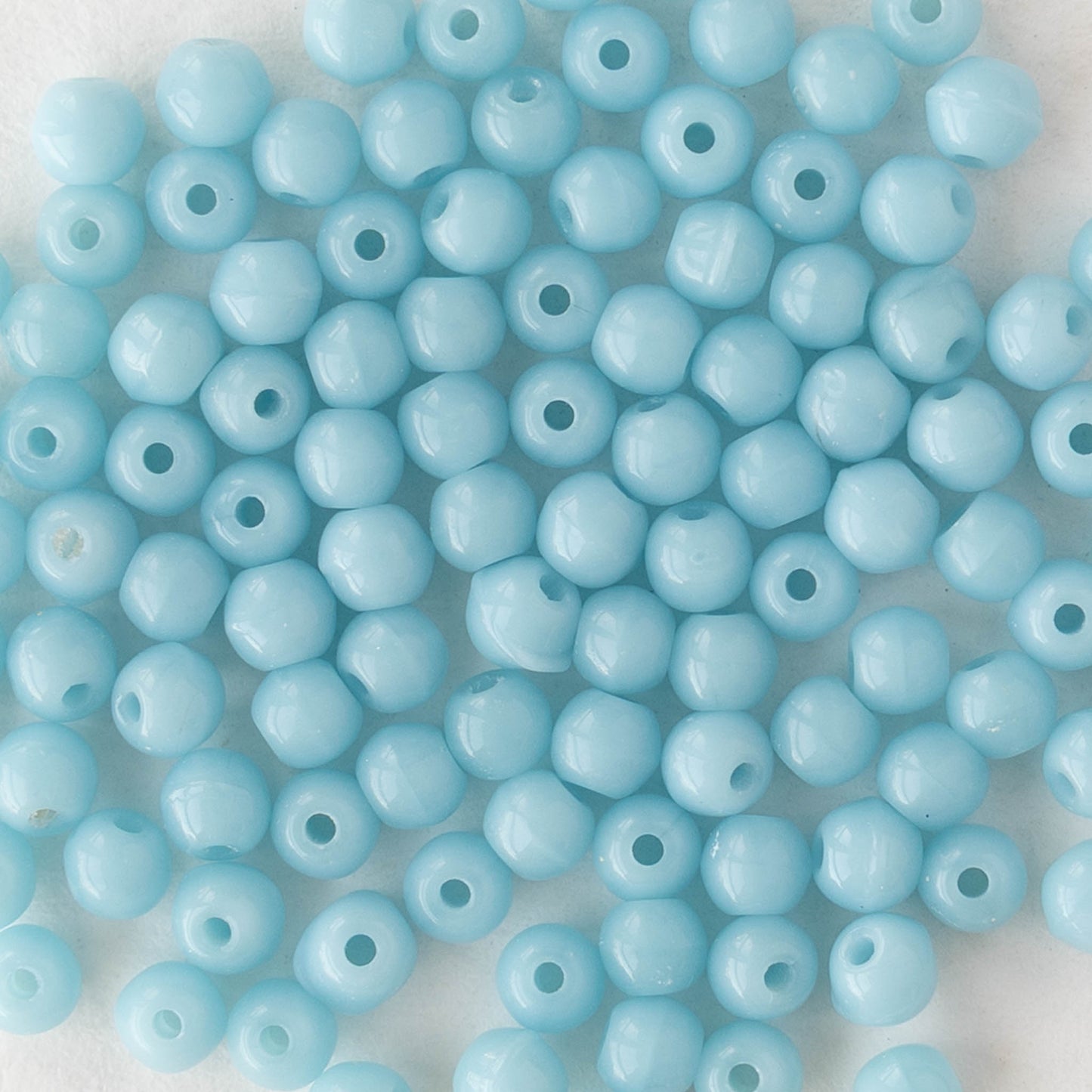 3mm Round Glass Beads - Opaque Light Blue - 100 beads