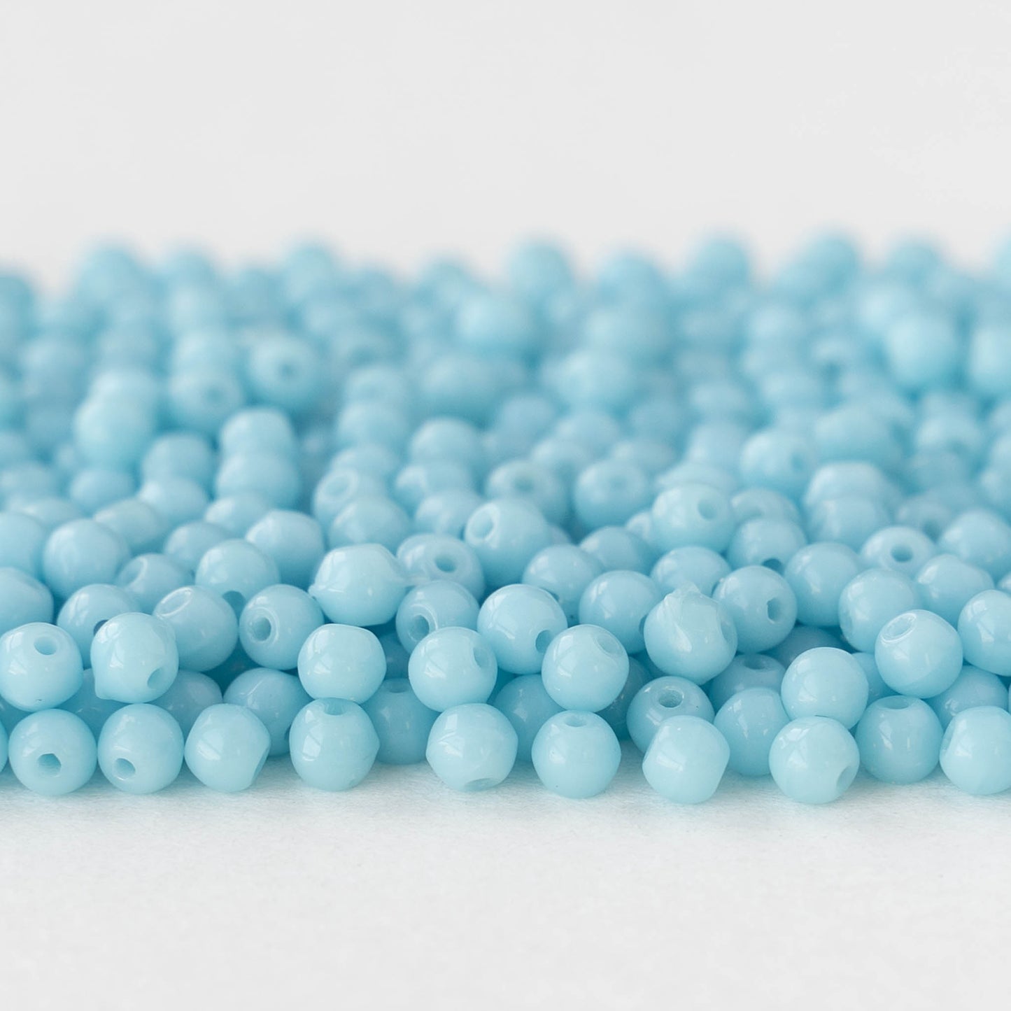 3mm Round Glass Beads - Opaque Light Blue - 100 beads