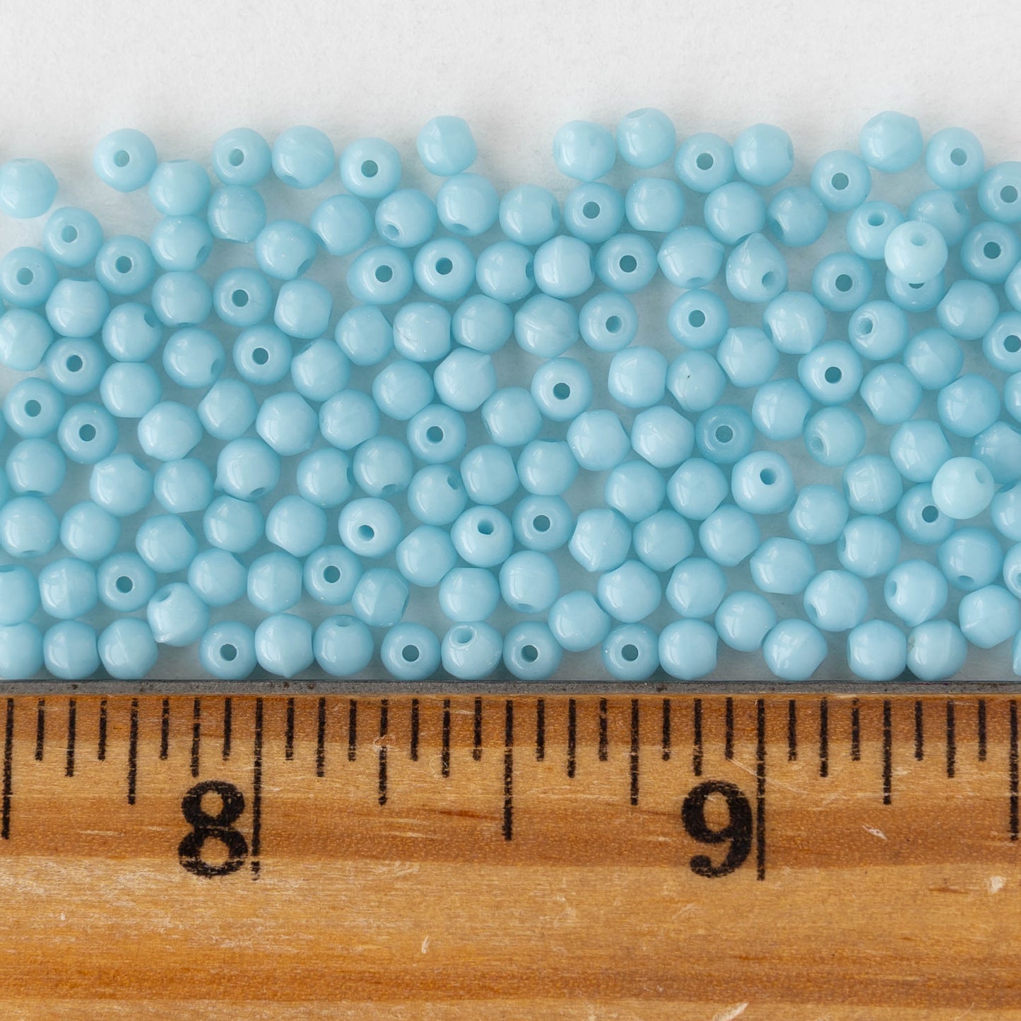 3mm Round Glass Beads - Opaque Light Blue - 100 beads