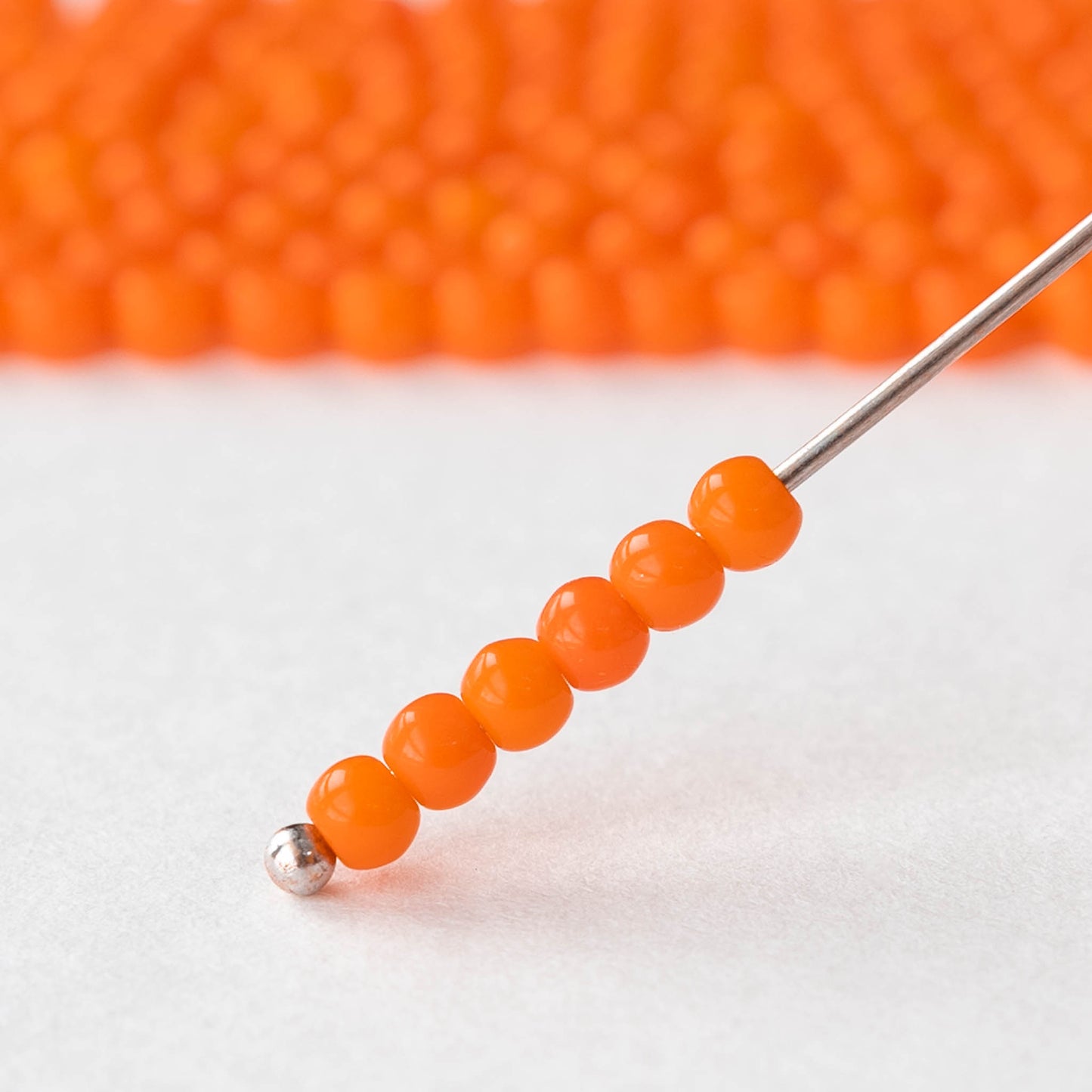 3mm Round Glass Beads - Opaque Orange - 100 beads