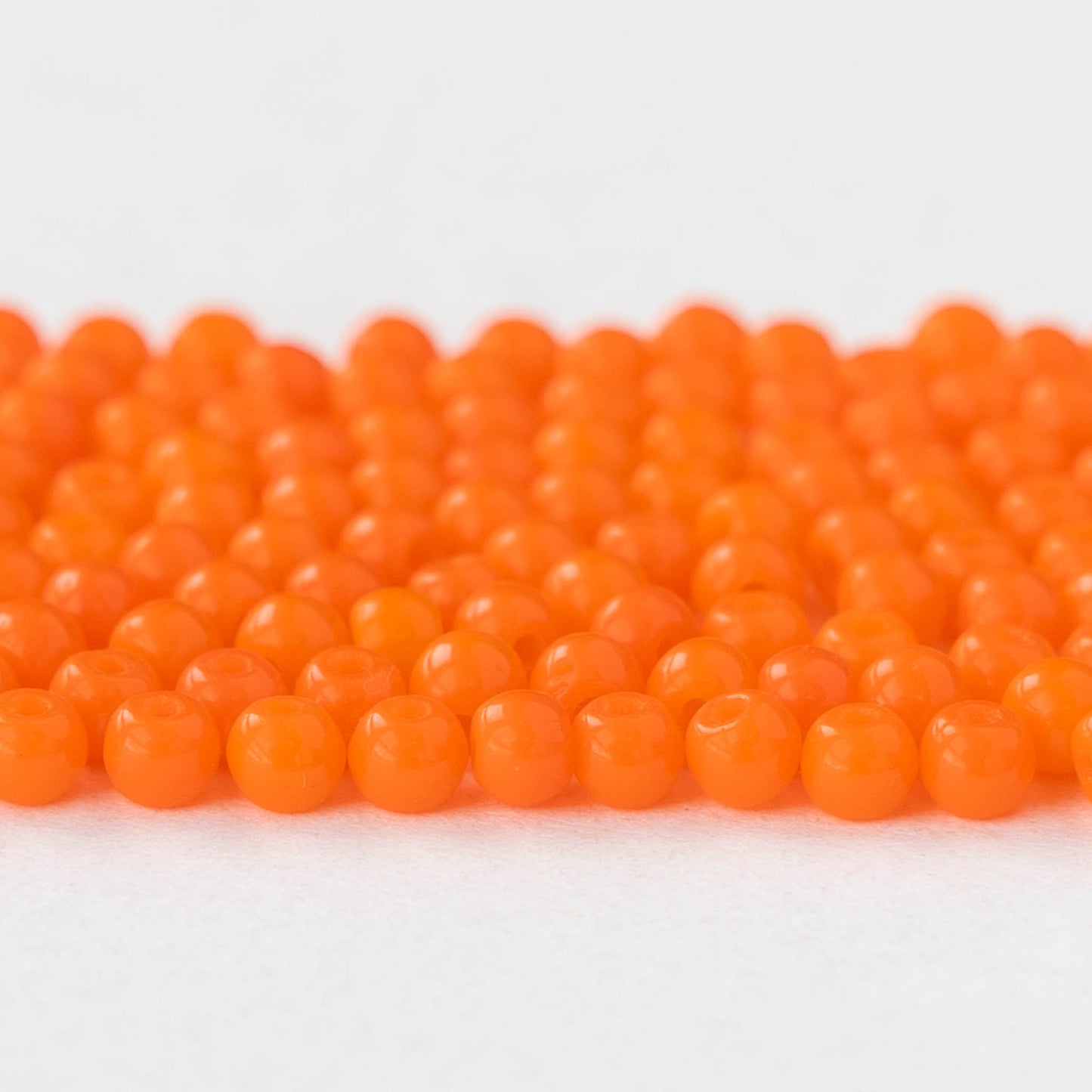 3mm Round Glass Beads - Opaque Orange - 100 beads