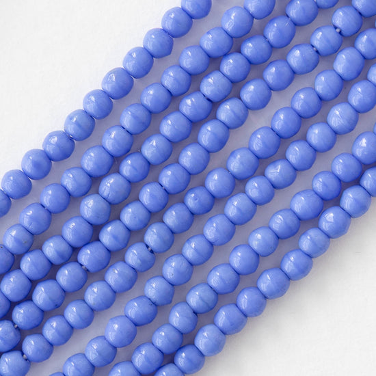 3mm Round Glass Beads - Opaque Periwinkle - 100 beads