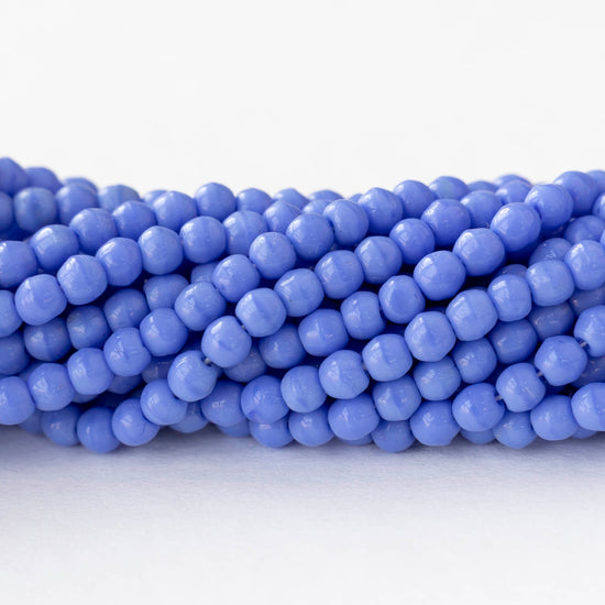 3mm Round Glass Beads - Opaque Periwinkle - 100 beads