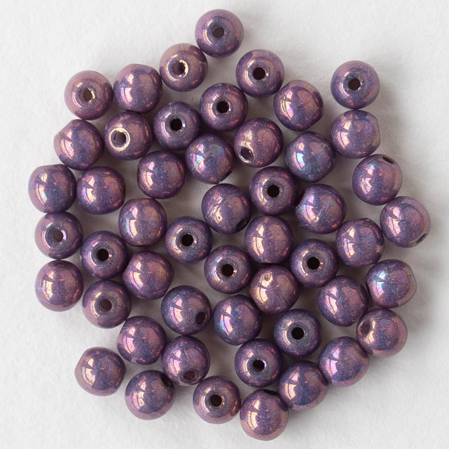 3mm Round Glass Beads - Opaque Lavender Luster - 50 Beads