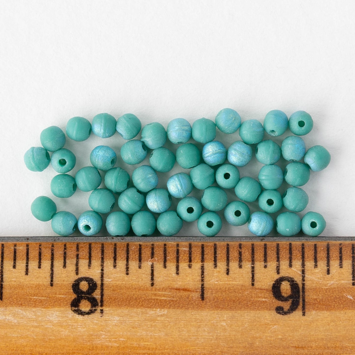 3mm Round Glass Beads - Matte Turquoise AB  - 50 Beads