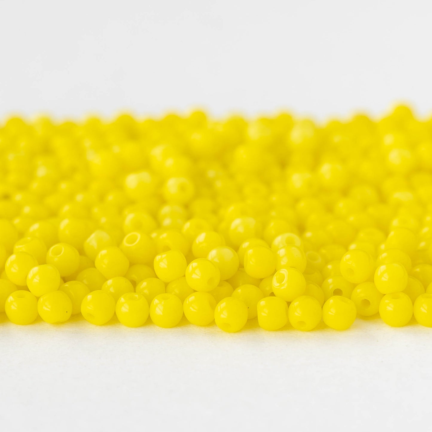 3mm Round Glass Beads - Opaque Yellow - 100 beads