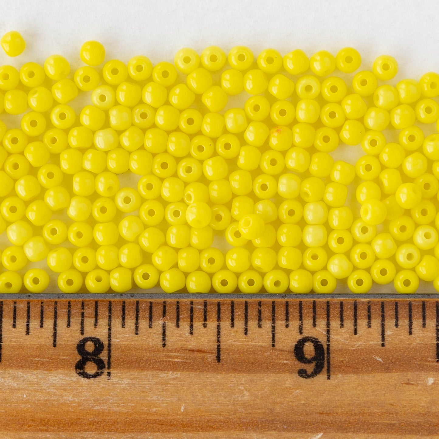 3mm Round Glass Beads - Opaque Yellow - 100 beads
