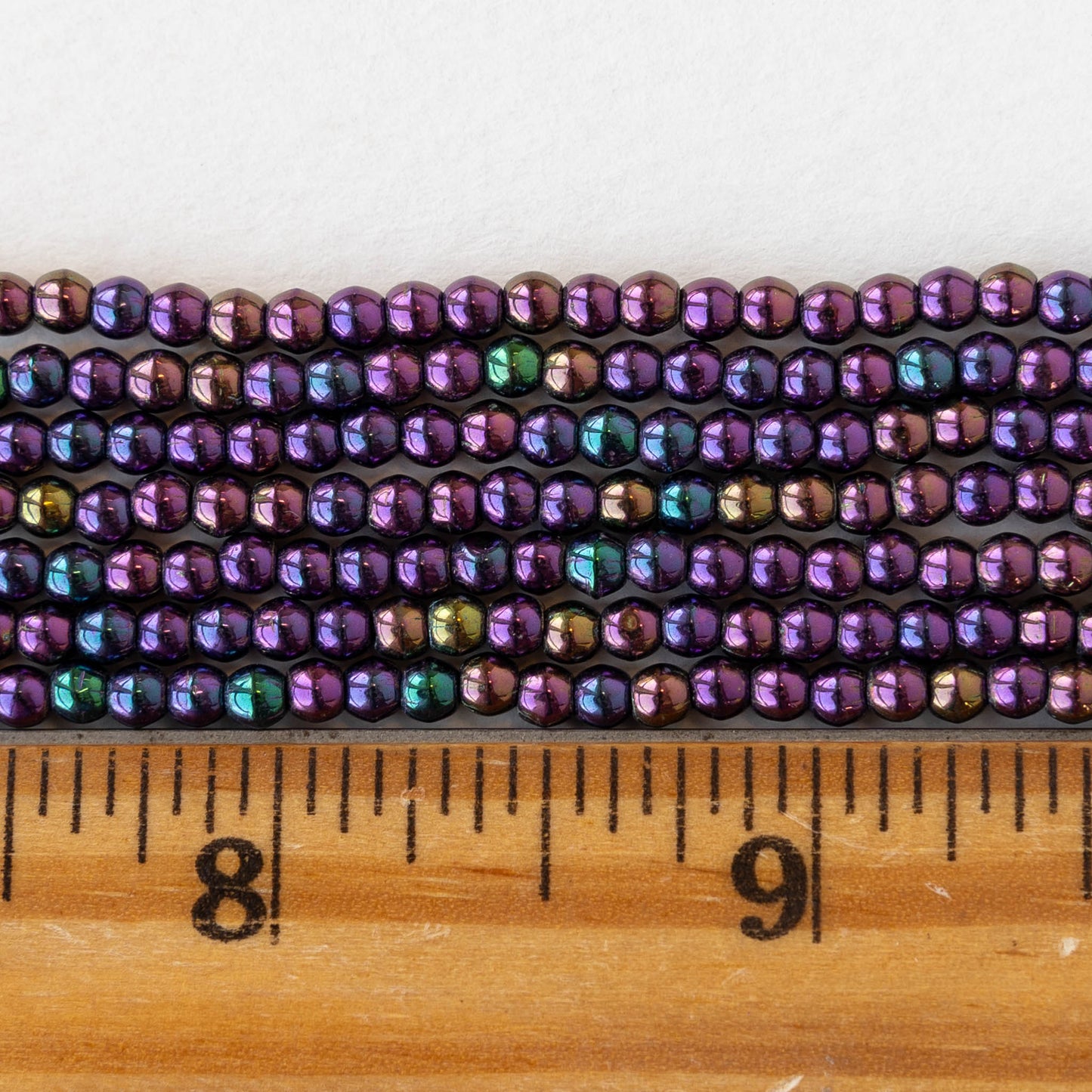 3mm Round Glass Beads - Opaque Purple Iris - 100 Beads