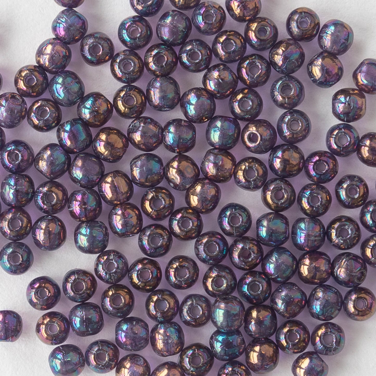 Load image into Gallery viewer, 3mm Round Glass Beads - Metallic Purple Blue - 120
