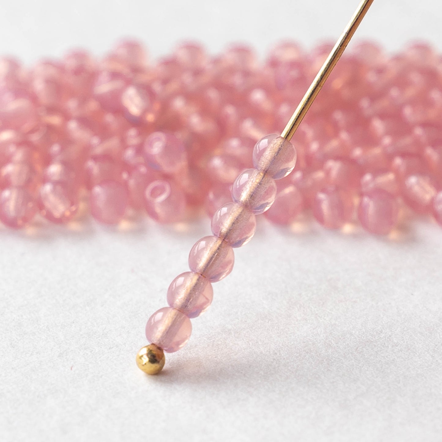 3mm Round Glass Beads - Opaline Pink Rose - 120 Beads