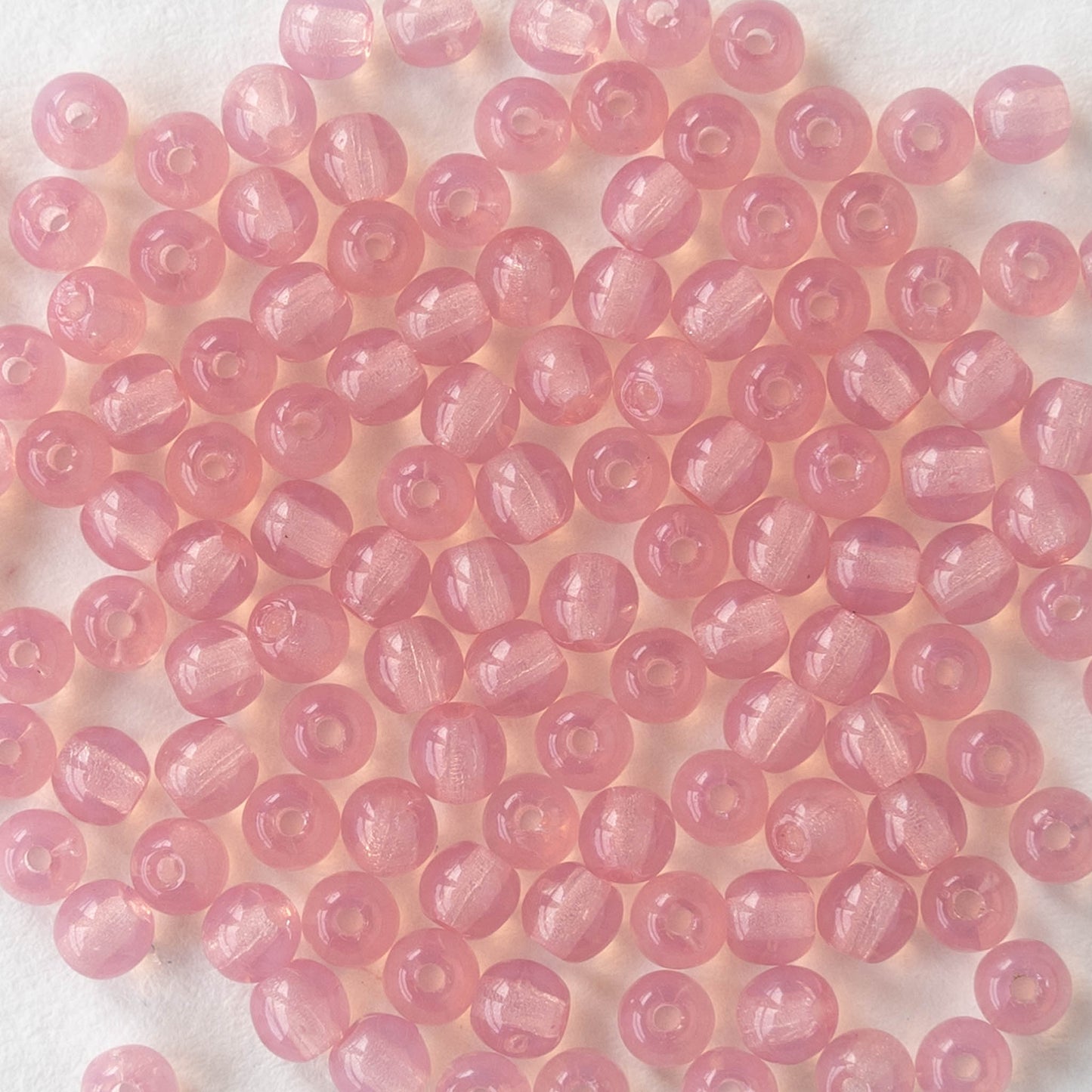 3mm Round Glass Beads - Opaline Pink Rose - 120 Beads