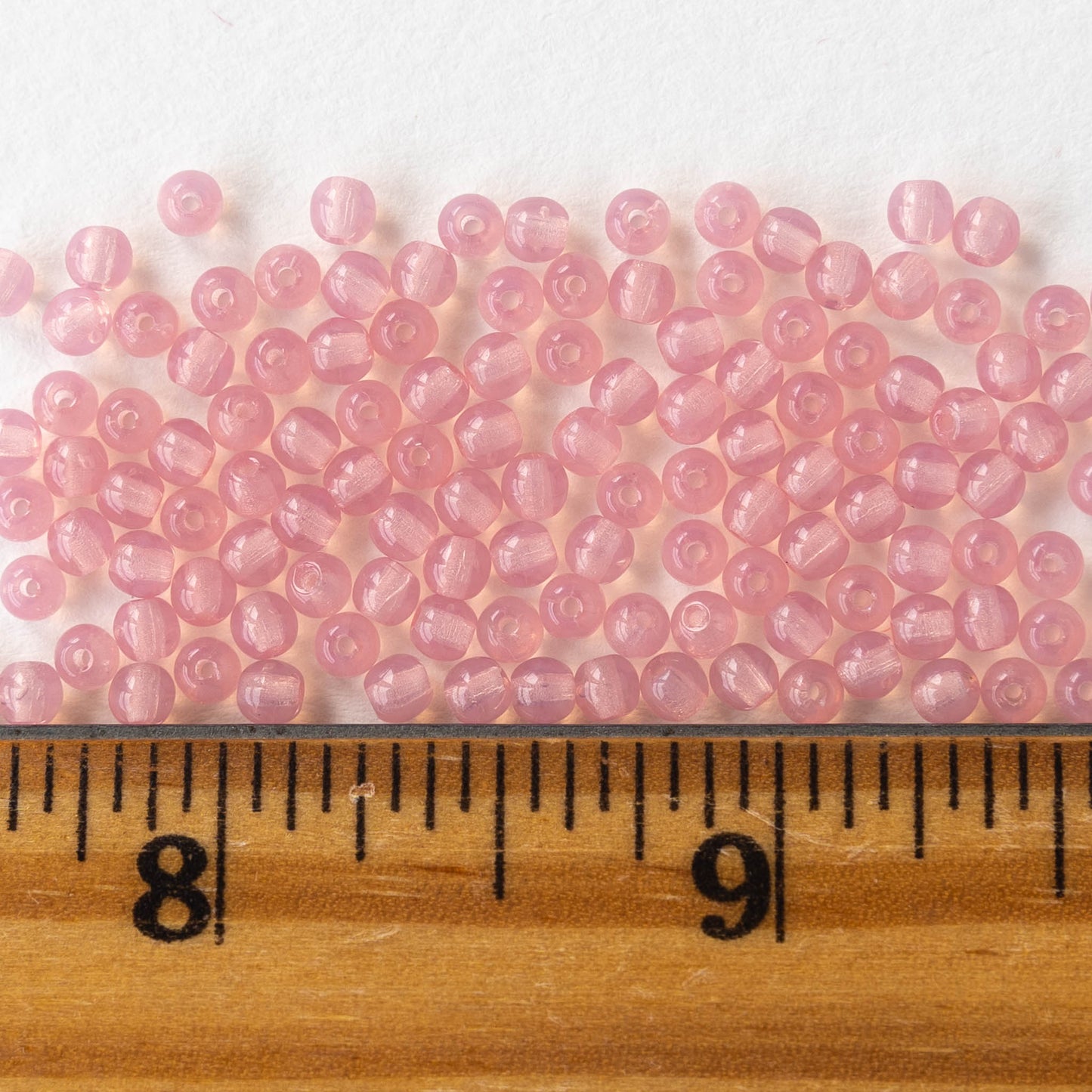 3mm Round Glass Beads - Opaline Pink Rose - 120 Beads