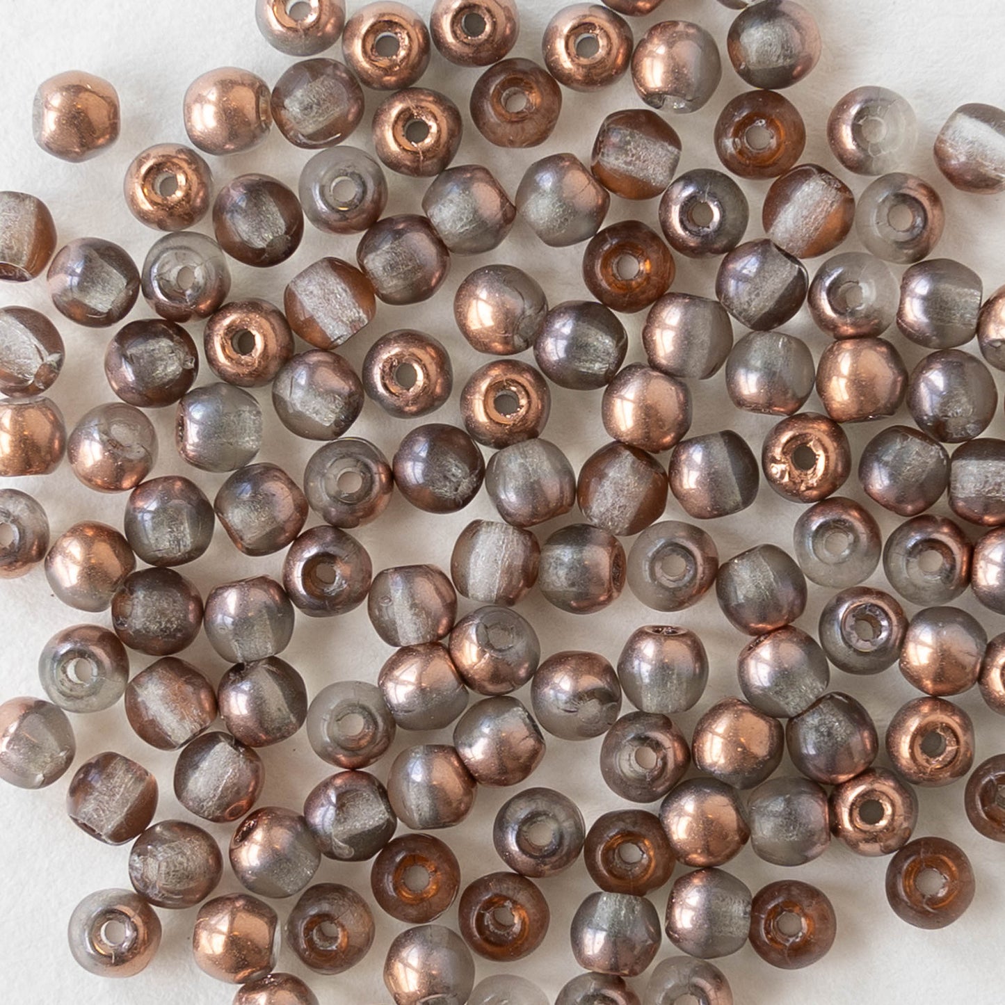 3mm Round Glass Beads - Black Diamond with Copper - 120 Beads