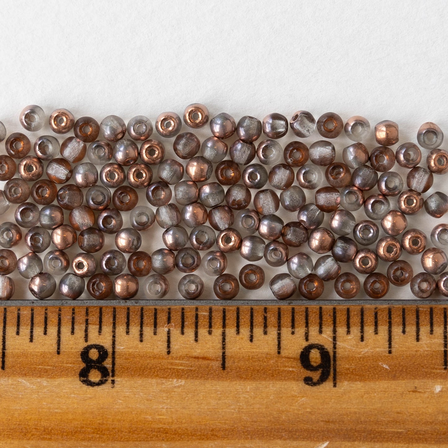 3mm Round Glass Beads - Black Diamond with Copper - 120 Beads