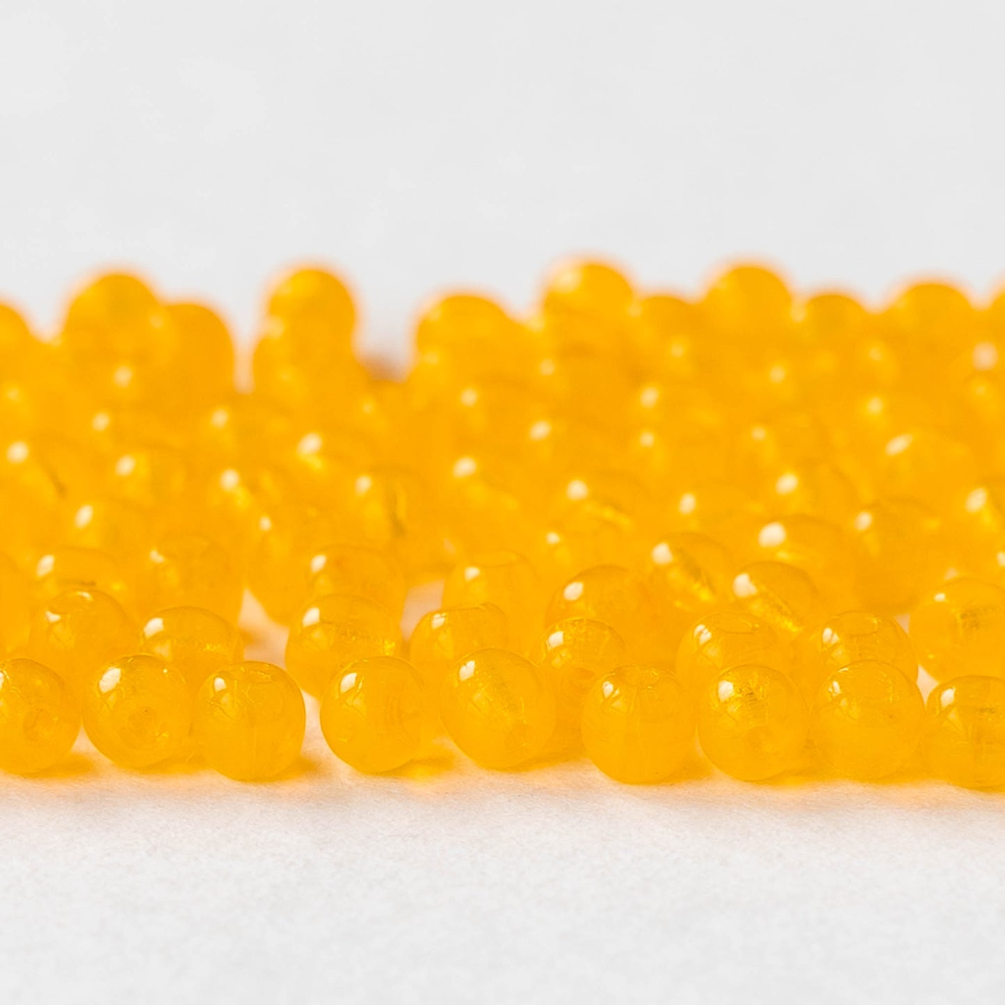 3mm Round Glass Beads - Sunshine Orange Opaline - 120 Beads