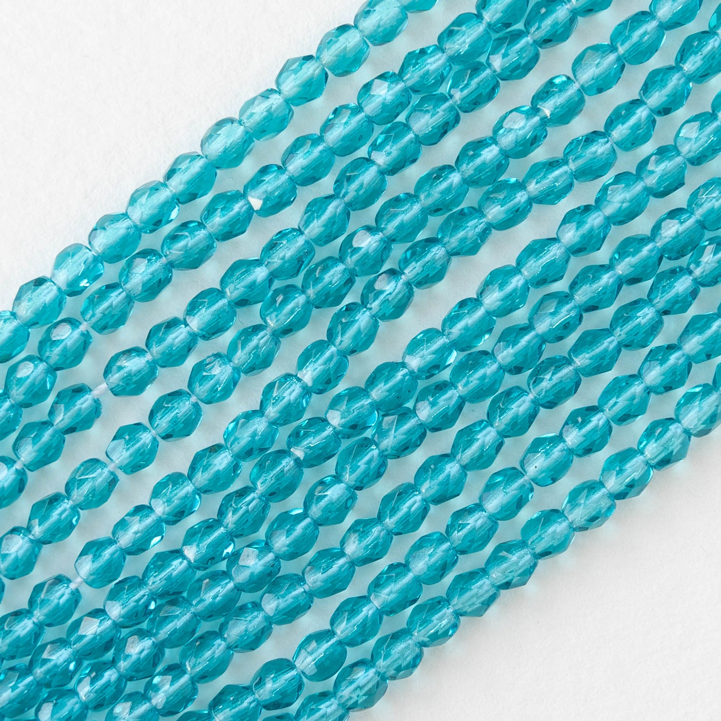 3mm Round Faceted Glass Beads - Transparent Seafoam - 100 Beads