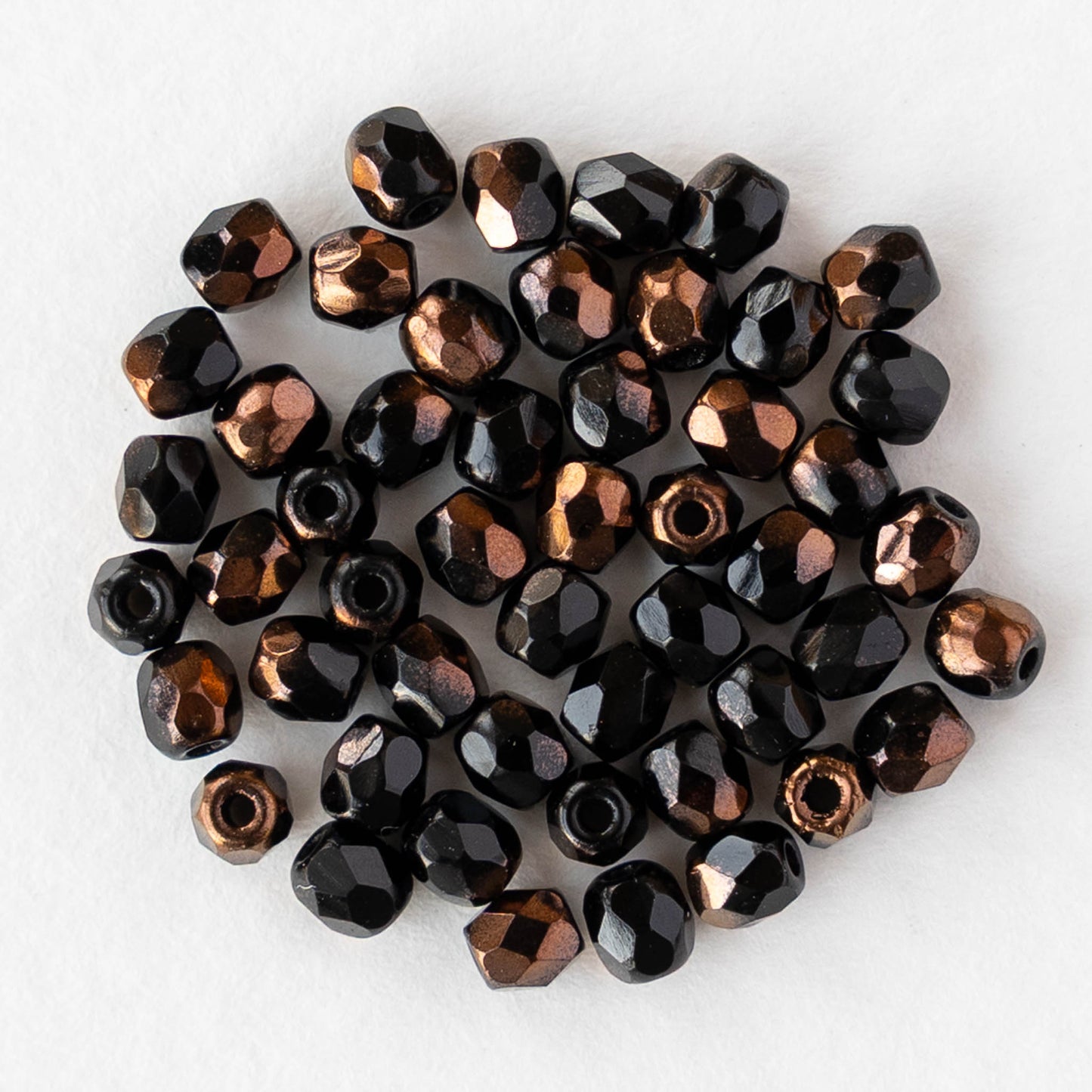 3mm Firepolished Round Beads - Black Copper - 50 Beads
