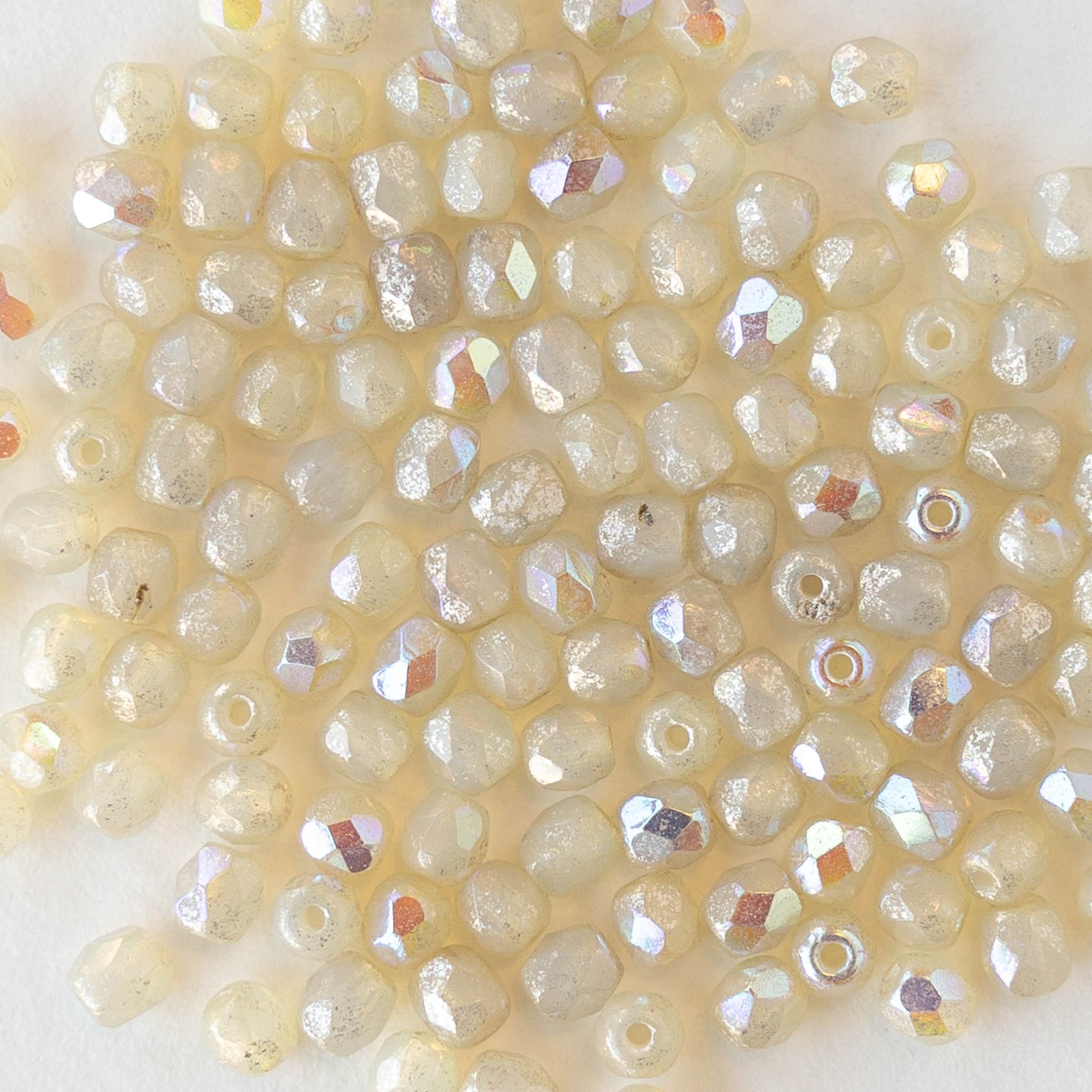 3mm Round Beads - Creamy Sparkle - 120 beads