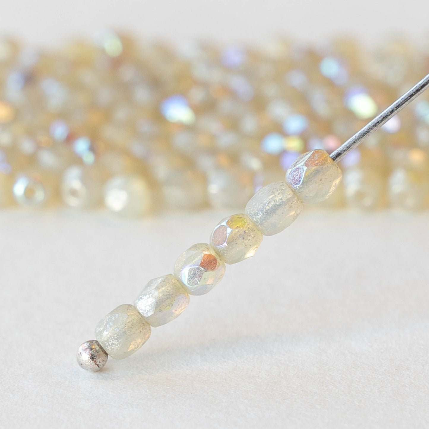 3mm Round Beads - Creamy Sparkle - 120 beads