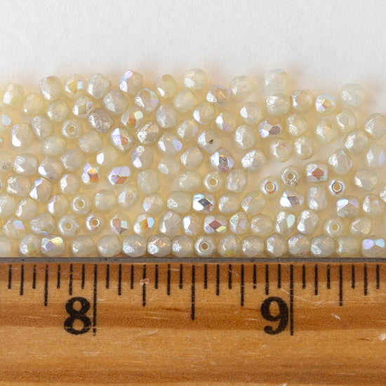 3mm Round Beads - Creamy Sparkle - 120 beads