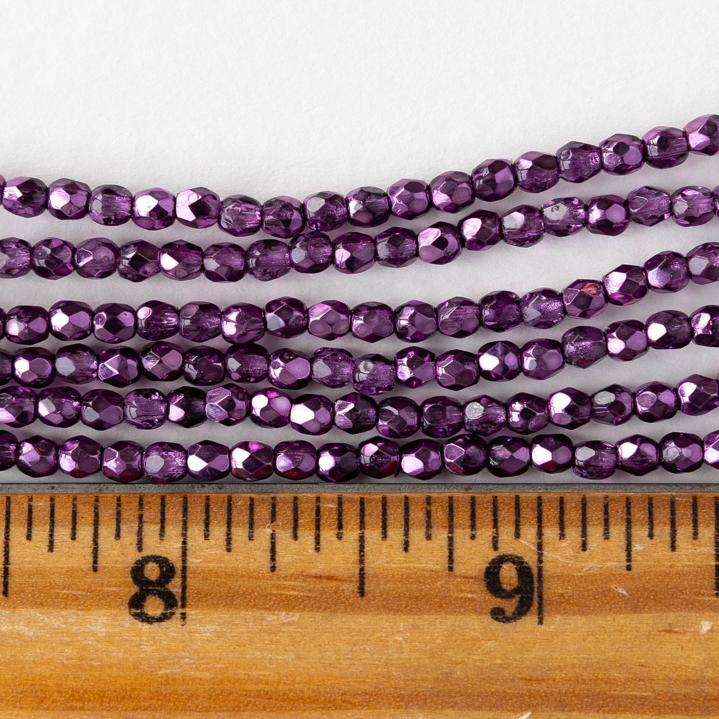3mm Firepolished Round Beads - Crystal Amethyst Metallic - 50 Beads