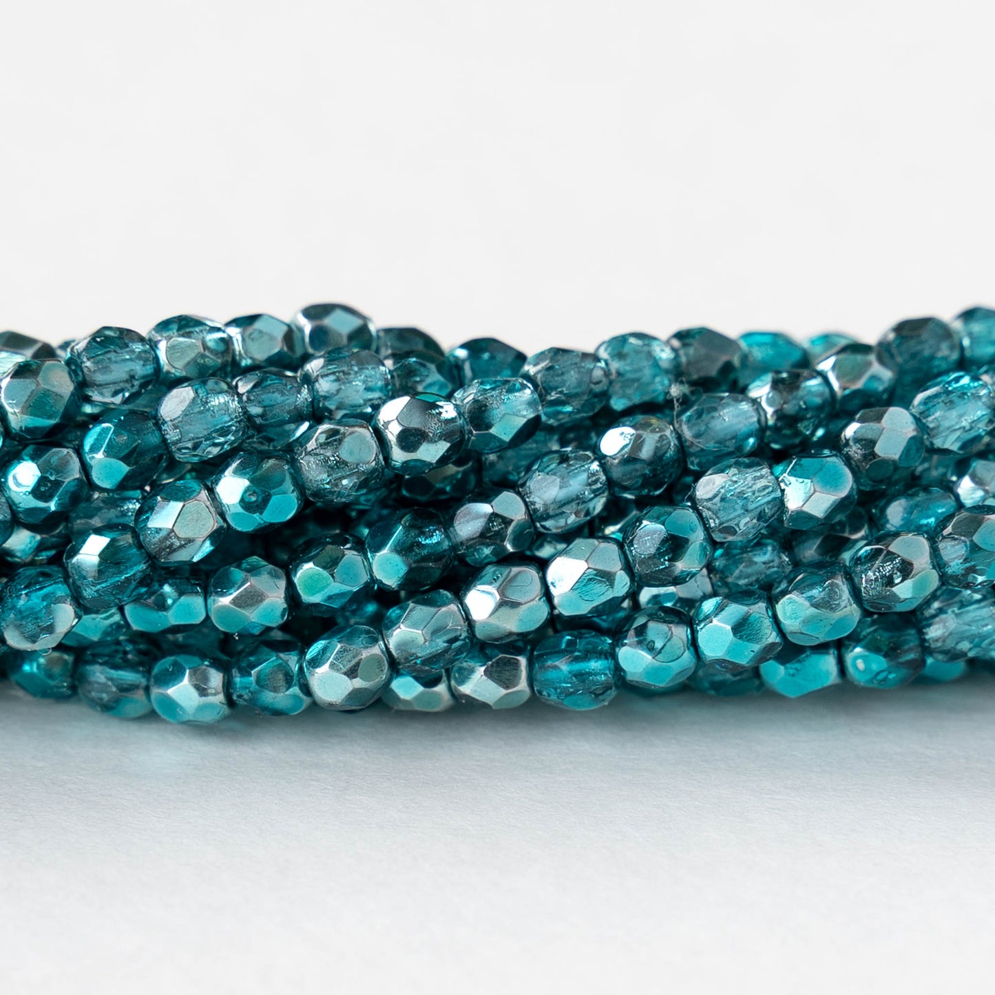 3mm Firepolished Round Beads - Crystal Marine Metallic - 50 Beads