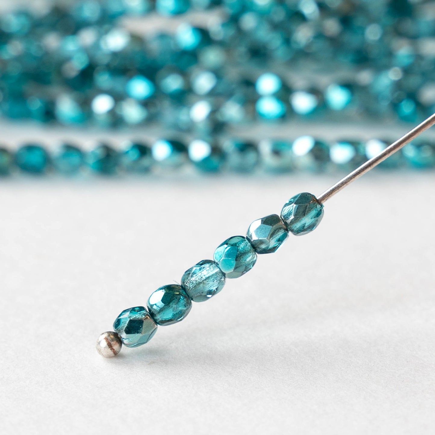 3mm Firepolished Round Beads - Crystal Marine Metallic - 50 Beads
