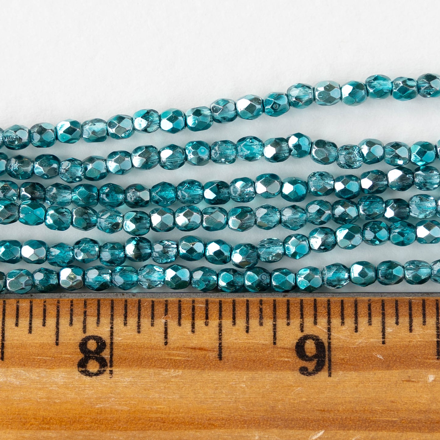 3mm Firepolished Round Beads - Crystal Marine Metallic - 50 Beads