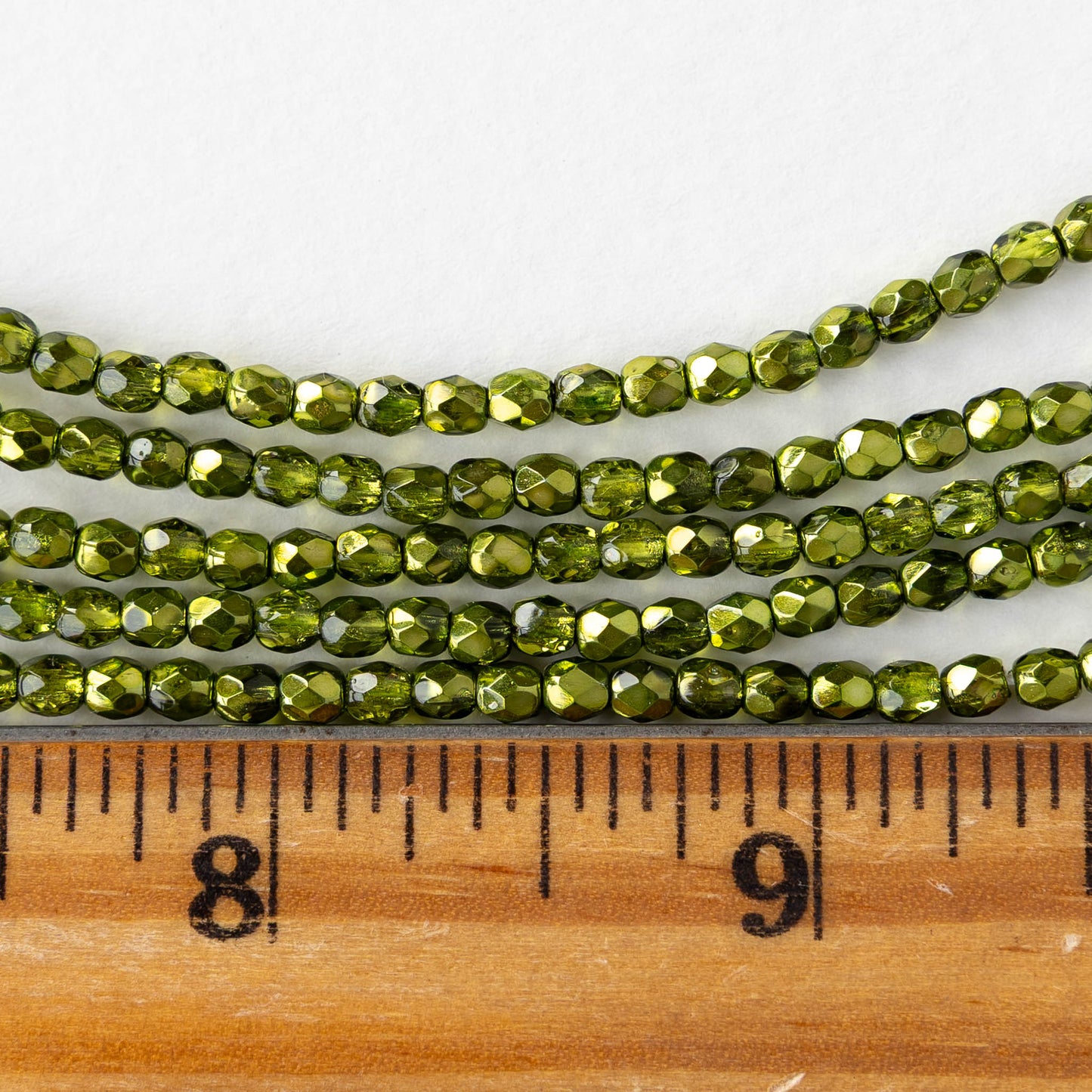 3mm Firepolished Round Beads - Crystal Olive Metallic - 50 Beads