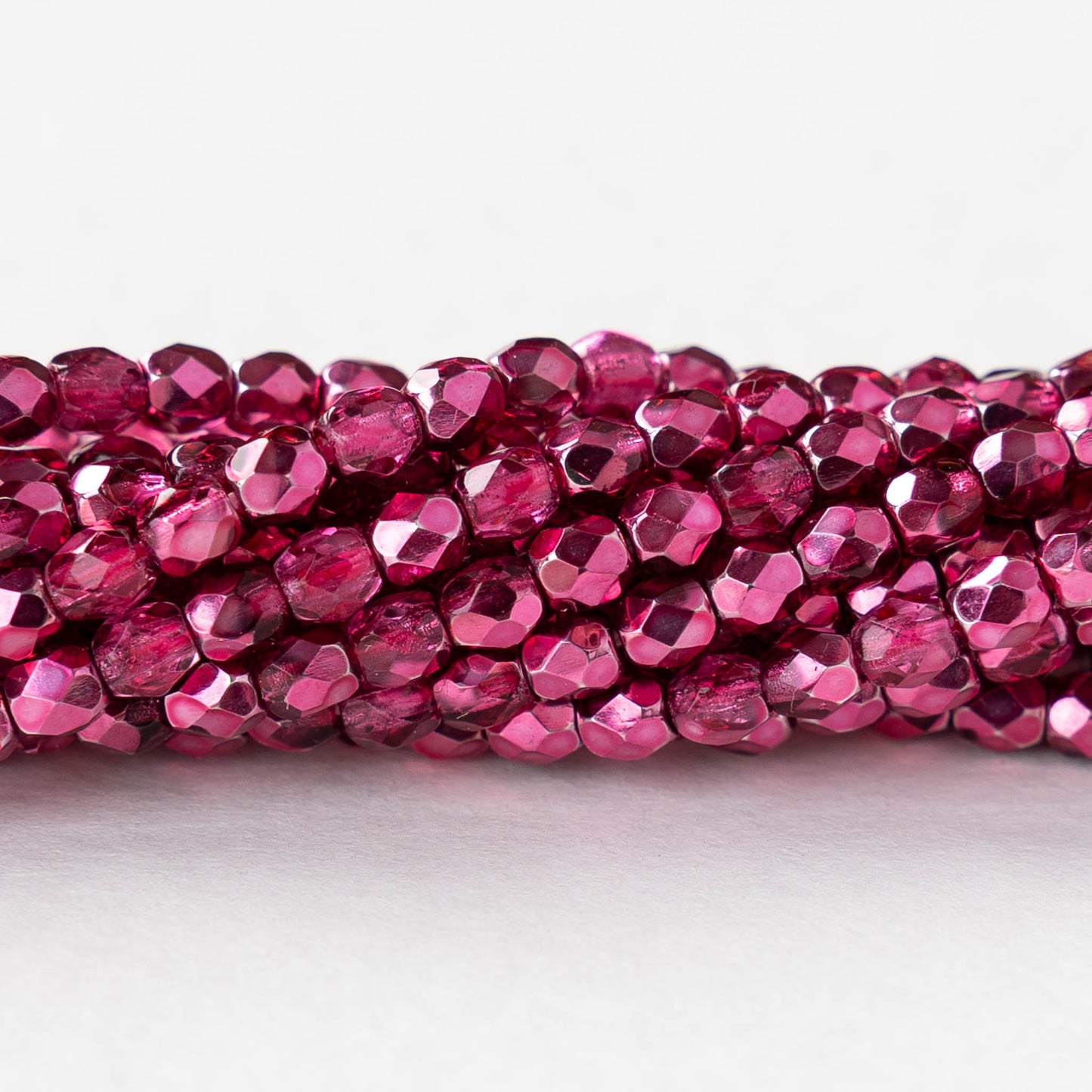 3mm Firepolished Round Beads - Crystal Rose Metallic - 50 Beads