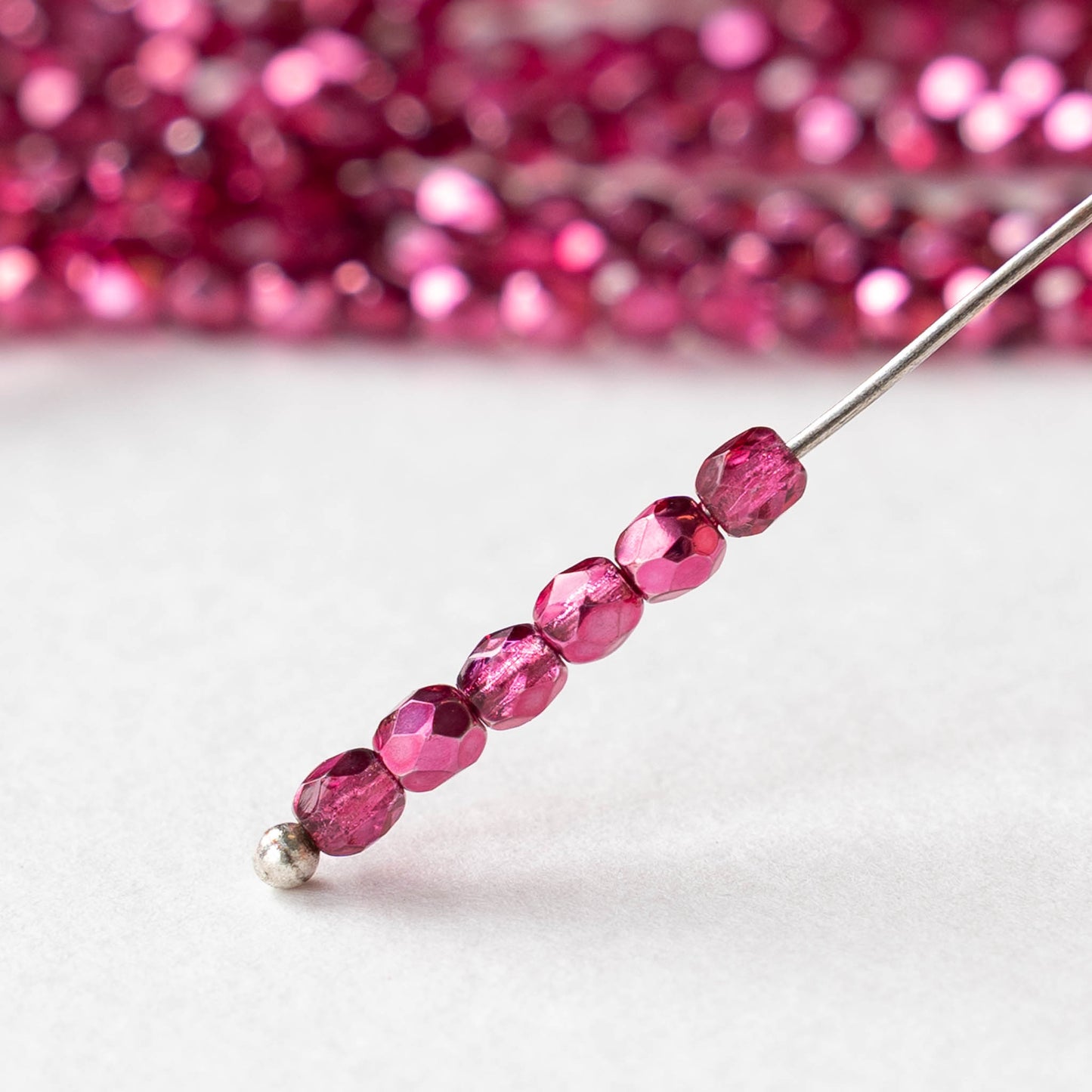 3mm Firepolished Round Beads - Crystal Rose Metallic - 50 Beads